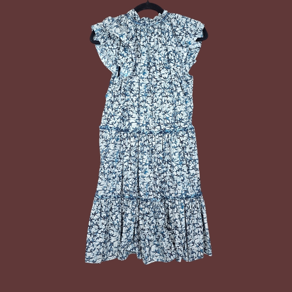 Veronica Beard Womens Blue Batik Print Zee Tiered Mini Dress Size 6 - Picture 5 of 6